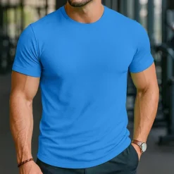 Sale OUKU Men's Tee Short Sleeve Shirt Tee Top Short Sleeve Crew Neck Spring & Fall All Seasons Solid / Plain Color Fashion Designer Athletic Quick Dry Vacation Street Casual Black White Light Green Top Tee