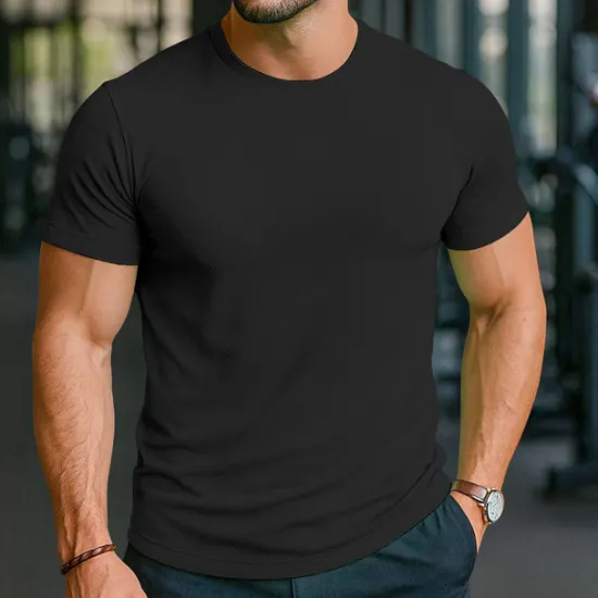 Sale OUKU Men's Tee Short Sleeve Shirt Tee Top Short Sleeve Crew Neck Spring & Fall All Seasons Solid / Plain Color Fashion Designer Athletic Quick Dry Vacation Street Casual Black White Light Green Top Tee