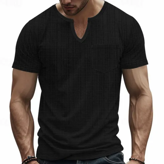 Clearance OUKU Men's Tee Short Sleeve Shirt Tee Top Short Sleeve V Neck Spring & Fall Plain Fashion Designer Sexy Vacation Street Going out Navy Black White Top Tee for Men
