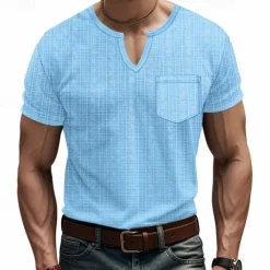 Clearance OUKU Men's Tee Short Sleeve Shirt Tee Top Short Sleeve V Neck Spring & Fall Plain Fashion Designer Sexy Vacation Street Going out Navy Black White Top Tee for Men