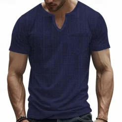 Clearance OUKU Men's Tee Short Sleeve Shirt Tee Top Short Sleeve V Neck Spring & Fall Plain Fashion Designer Sexy Vacation Street Going out Navy Black White Top Tee for Men
