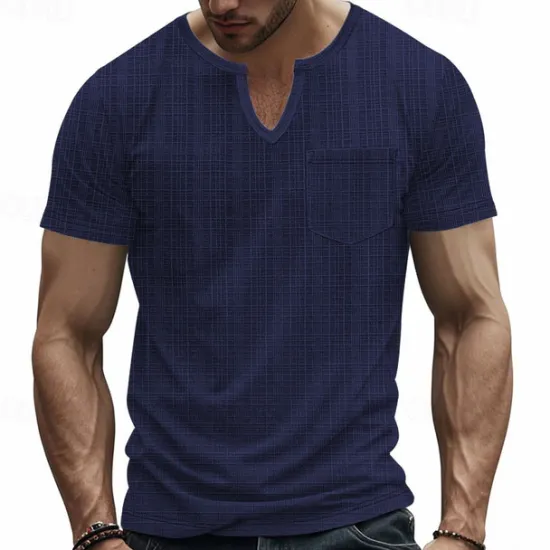 Clearance OUKU Men's Tee Short Sleeve Shirt Tee Top Short Sleeve V Neck Spring & Fall Plain Fashion Designer Sexy Vacation Street Going out Navy Black White Top Tee for Men