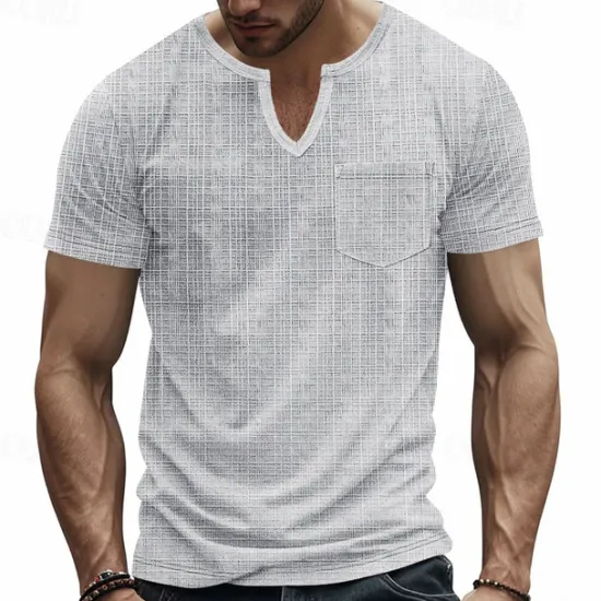 Clearance OUKU Men's Tee Short Sleeve Shirt Tee Top Short Sleeve V Neck Spring & Fall Plain Fashion Designer Sexy Vacation Street Going out Navy Black White Top Tee for Men