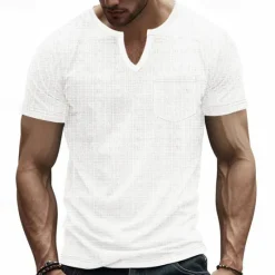 Clearance OUKU Men's Tee Short Sleeve Shirt Tee Top Short Sleeve V Neck Spring & Fall Plain Fashion Designer Sexy Vacation Street Going out Navy Black White Top Tee for Men