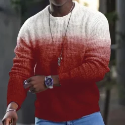 Best OUKU Men's Tee Waffle T Shirt Long Sleeve Shirt Long Sleeve Crew Neck Spring & Fall Graphic Color Block Fashion Designer Comfortable Print Outdoor Casual Daily Black Red Blue Top Tee for Men