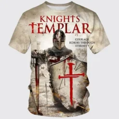 Discount OUKU Men's Templar Cross Graphic Prints Soldier T Shirt Christian T Shirts Short Sleeve T shirt 3D Print Crew Neck Shirt Vintage Sports Designer Outdoor Street Daily Black / Gray Black+Black Black Summer