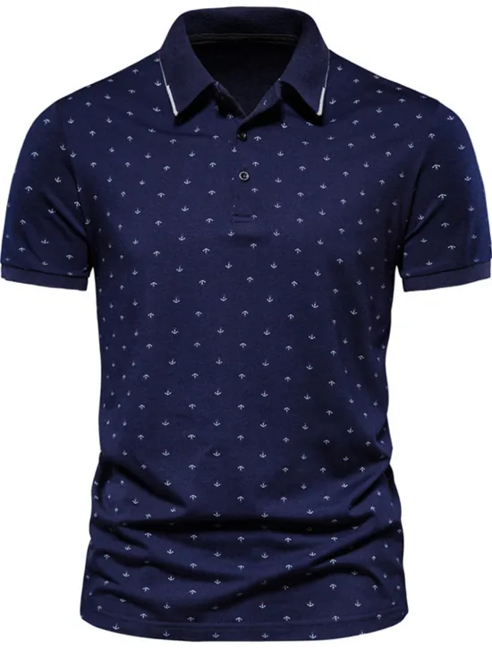 Best OUKU Men's Tennis Shirt Polo Shirt Casual Daily Collar Classic Collar Short Sleeve Simple Graphic Button Front Regular Fit White Wine Navy Blue Tennis Shirt