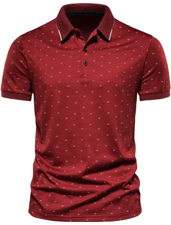 Best OUKU Men's Tennis Shirt Polo Shirt Casual Daily Collar Classic Collar Short Sleeve Simple Graphic Button Front Regular Fit White Wine Navy Blue Tennis Shirt