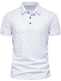 Best OUKU Men's Tennis Shirt Polo Shirt Casual Daily Collar Classic Collar Short Sleeve Simple Graphic Button Front Regular Fit White Wine Navy Blue Tennis Shirt