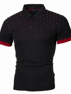 Outlet OUKU Men's Tennis Shirt Polo Shirt Casual Daily Collar Turndown Short Sleeve Streetwear Basic Color Block Patchwork Slim Black Red Deep Blue Grey Tennis Shirt