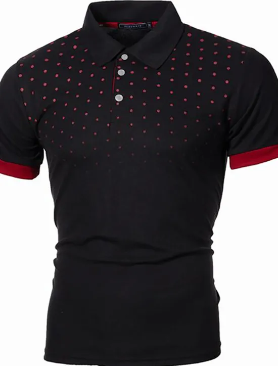 OUKU Men's Tennis Shirt Polo Shirt Work Business Collar Polo Collar Short Sleeve Streetwear Basic Graphic Polka Dot Print Regular Fit Black White Wine Navy Blue Blue Orange Tennis Shirt