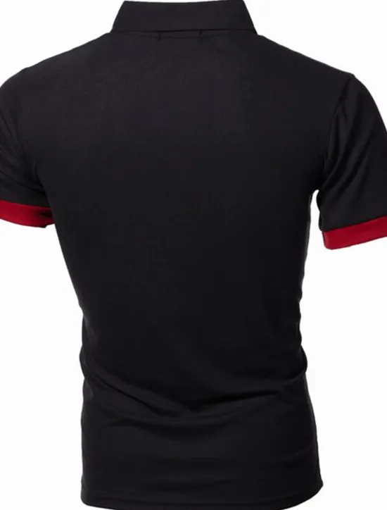 OUKU Men's Tennis Shirt Polo Shirt Work Business Collar Polo Collar Short Sleeve Streetwear Basic Graphic Polka Dot Print Regular Fit Black White Wine Navy Blue Blue Orange Tennis Shirt