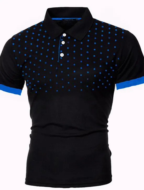 OUKU Men's Tennis Shirt Polo Shirt Work Business Collar Polo Collar Short Sleeve Streetwear Basic Graphic Polka Dot Print Regular Fit Black White Wine Navy Blue Blue Orange Tennis Shirt