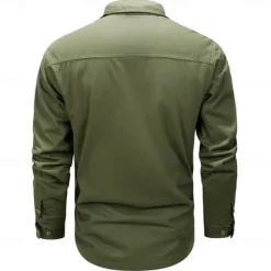 Online OUKU Men's Texas Work Shirt Western Shirt Cargo Shirt Long Sleeve Casual Sports & Outdoor Going out Fall Winter Turndown Print Black Army Green Khaki