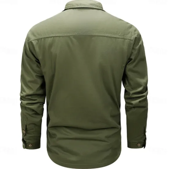 Online OUKU Men's Texas Work Shirt Western Shirt Cargo Shirt Long Sleeve Casual Sports & Outdoor Going out Fall Winter Turndown Print Black Army Green Khaki