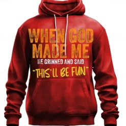 New OUKU Men's Text Funny Slang Hoodies Sweatshirt Fashion Casual Long Sleeve Crew Neck Holiday Streetwear Black Red Drawstring 3D Spring Fall Designer