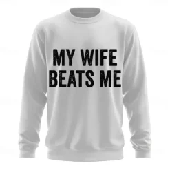 Clearance OUKU Men's Text Funny Slang Sweatshirt Fashion Daily Long Sleeve Crew Neck Black White Crewneck 3D All Seasons Designer