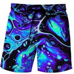 Online OUKU Men's Tie Dye Swim Trunks Swim Shorts Board Shorts Mid Waist Hawaiian Boho Outdoor Holiday Going out Pocket Drawstring Elastic Waist Designer Clothing Apparel