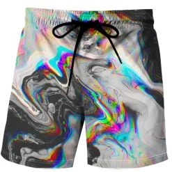 Online OUKU Men's Tie Dye Swim Trunks Swim Shorts Board Shorts Mid Waist Hawaiian Boho Outdoor Holiday Going out Pocket Drawstring Elastic Waist Designer Clothing Apparel