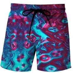 Online OUKU Men's Tie Dye Swim Trunks Swim Shorts Board Shorts Mid Waist Hawaiian Boho Outdoor Holiday Going out Pocket Drawstring Elastic Waist Designer Clothing Apparel