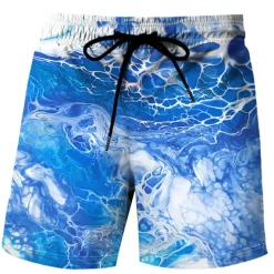 Online OUKU Men's Tie Dye Swim Trunks Swim Shorts Board Shorts Mid Waist Hawaiian Boho Outdoor Holiday Going out Pocket Drawstring Elastic Waist Designer Clothing Apparel