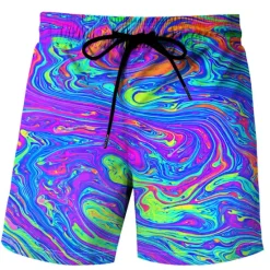 Online OUKU Men's Tie Dye Swim Trunks Swim Shorts Board Shorts Mid Waist Hawaiian Boho Outdoor Holiday Going out Pocket Drawstring Elastic Waist Designer Clothing Apparel