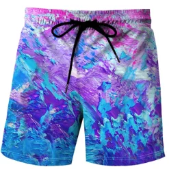 New OUKU Men's Tie Dye Swim Trunks Swim Shorts Board Shorts Mid Waist Streetwear Stylish Classic Style Casual Holiday Beach Drawstring Elastic Waist Designer Clothing Apparel