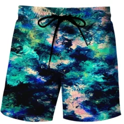 New OUKU Men's Tie Dye Swim Trunks Swim Shorts Board Shorts Mid Waist Streetwear Stylish Classic Style Casual Holiday Beach Drawstring Elastic Waist Designer Clothing Apparel
