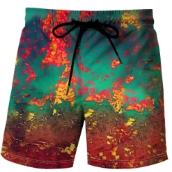 New OUKU Men's Tie Dye Swim Trunks Swim Shorts Board Shorts Mid Waist Streetwear Stylish Classic Style Casual Holiday Beach Drawstring Elastic Waist Designer Clothing Apparel