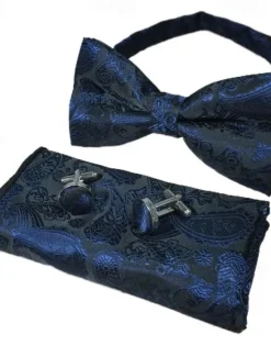 OUKU Men's Ties Bow Tie Pocket Square Cufflinks Sets Bow Tie Gift Box Work Wedding Gentleman Jacquard