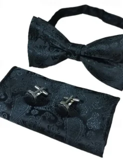 OUKU Men's Ties Bow Tie Pocket Square Cufflinks Sets Bow Tie Gift Box Work Wedding Gentleman Jacquard