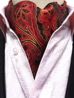 Best OUKU Men's Ties Cravat Ascot Work Striped