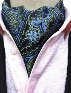 Hot OUKU Men's Ties Cravat Ascot Work Wedding Gentleman Jacquard