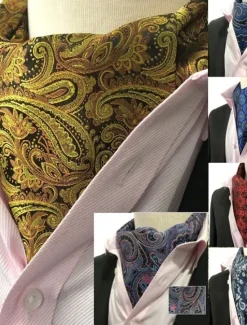 Discount OUKU Men's Ties Cravat Ascot Work Geometric Jacquard
