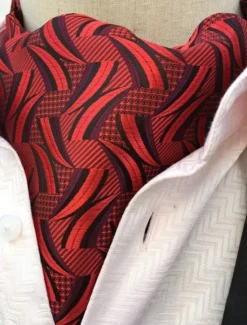New OUKU Men's Ties Cravat Ascot Work Wedding Gentleman Striped Jacquard