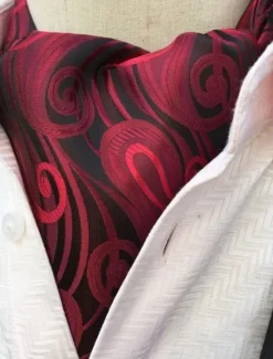 New OUKU Men's Ties Cravat Ascot Work Wedding Gentleman Striped Jacquard