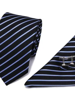Online OUKU Men's Ties Pocket Square Cufflinks Sets Work Wedding Formal Style Classic Plaid Daily events