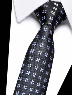 Online OUKU Men's Ties Pocket Square Cufflinks Sets Work Wedding Formal Style Classic Plaid Daily events