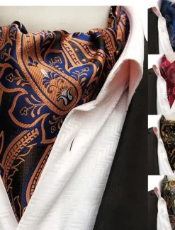Sale OUKU Men's Ties Scarf Cravat Ascot Vintage Work Classic Style Fashion Business Causal Date