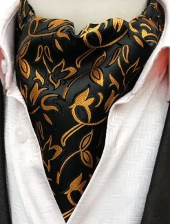 Sale OUKU Men's Ties Scarf Cravat Ascot Vintage Work Classic Style Fashion Business Causal Date