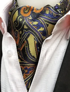 Sale OUKU Men's Ties Scarf Cravat Ascot Vintage Work Classic Style Fashion Business Causal Date