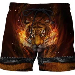Hot OUKU Men's Tiger Letter Swim Trunks Swim Shorts Board Shorts Mid Waist Hawaiian Boho Outdoor Holiday Going out Pocket Elastic Waist Drawstring Designer Clothing Apparel