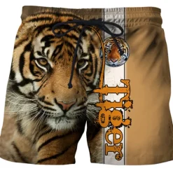 Hot OUKU Men's Tiger Letter Swim Trunks Swim Shorts Board Shorts Mid Waist Hawaiian Boho Outdoor Holiday Going out Pocket Elastic Waist Drawstring Designer Clothing Apparel