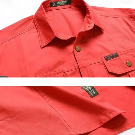 Best OUKU Men's Tiger Work Shirt Western Shirt Cargo Shirt Long Sleeve Vintage Casual Western Style Sports & Outdoor Going out Winter Spring & Fall Turndown Print Black White Army Green Red Blue