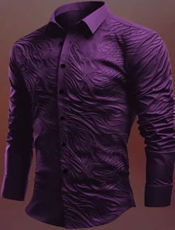 Online OUKU Men's Totem Halloween Costumes Shirt Button Up Shirt Long Sleeve Vintage Gothic Outdoor Halloween Street Fall & Winter Turndown Buttons Print Black Blue Purple Green