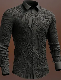 Clearance OUKU Men's Totem Shirt Button Up Shirt Long Sleeve Vintage Gothic Outdoor Halloween Street Fall & Winter Turndown Buttons Print Black Purple Green khaki