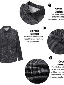 Clearance OUKU Men's Totem Shirt Button Up Shirt Long Sleeve Vintage Gothic Outdoor Halloween Street Fall & Winter Turndown Buttons Print Black Purple Green khaki
