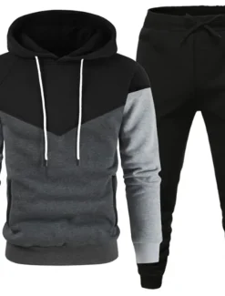 Online OUKU Men's Tracksuit Gym Shirt GYM Pants Workout Outfits Hooded Sports & Outdoor Daily Holiday Quick Dry Soft Color Block Black White Yellow Polyester Activewear Streetwear Sport Fall & Winter