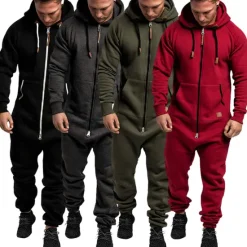 New OUKU Men's Tracksuit Jumpsuit Street Spring Long Sleeve Hooded Cotton Warm Breathable Soft Fitness Running Walking Sportswear Activewear Navy Dark Gray Wine
