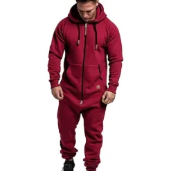 New OUKU Men's Tracksuit Jumpsuit Street Spring Long Sleeve Hooded Cotton Warm Breathable Soft Fitness Running Walking Sportswear Activewear Navy Dark Gray Wine